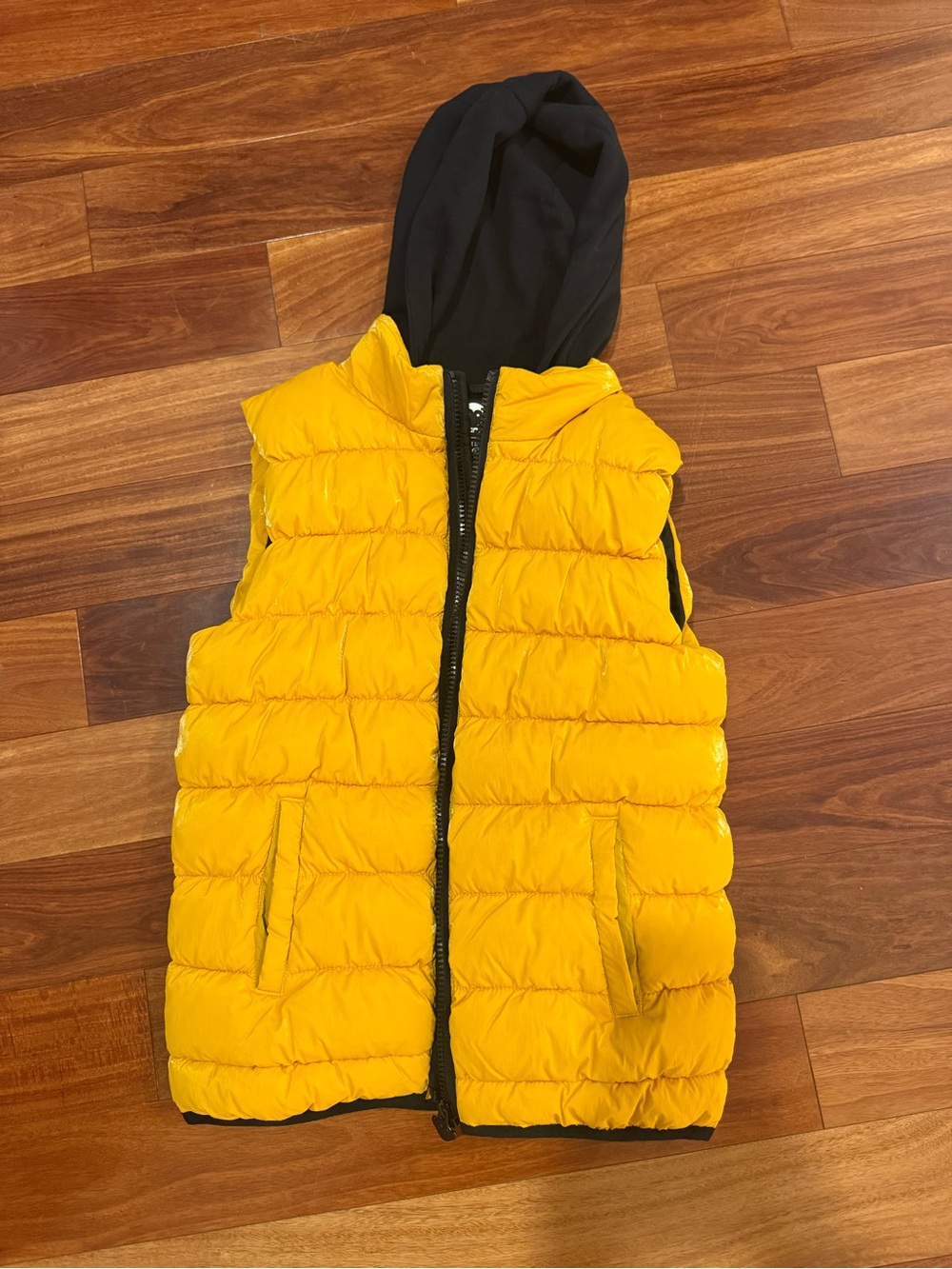 Appaman Yellow Quilted Puffer Vest with Black Hood